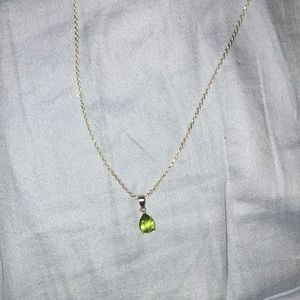 sterling silver chain necklace/natural peridot
